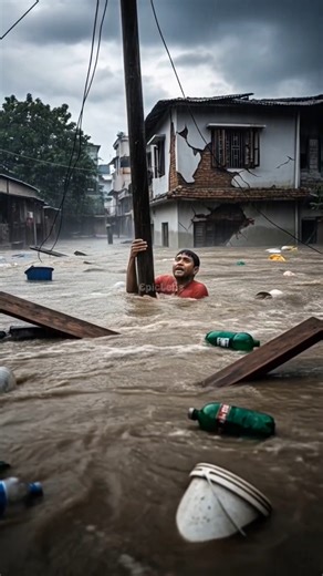 Man Fighting Floodwaters disaster #disaster #collapse