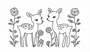 Deer Coloring 10 Pages: Floral Greyscale Designs for Kids (PNG Download) - Etsy