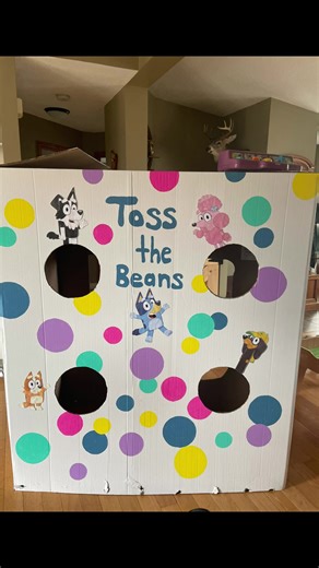 Making a lifesize Bluey bean bag toss for my sons birthday 💙#bluey #secondbirthday #kidsgames #bluey #blueytheme @Bluey