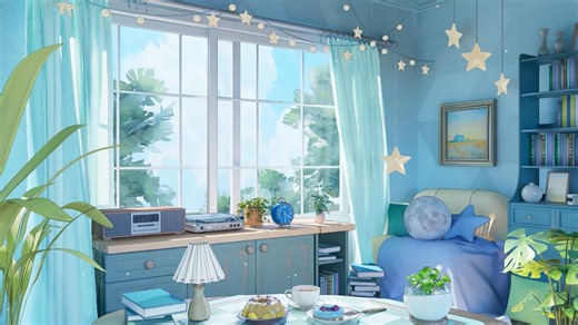 【场景 UI】动态VUP-夏日晴空虚拟vtb主播直播文游视频背景