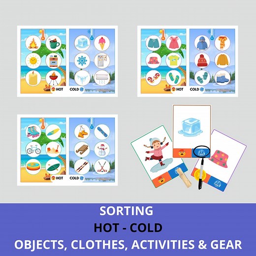 Hot & Cold Sorting Game - Teach Temperature (printable Montessori Activity) - Etsy