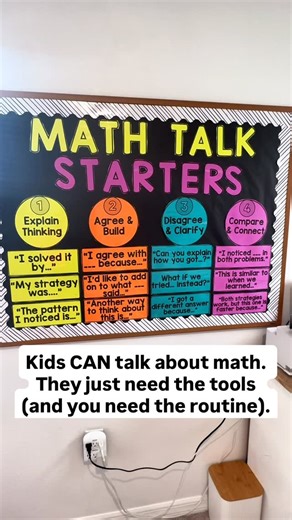 Stephanie Marrero | Teacher Tips on Instagram: "Math talks in my class used to go like this: Me: asks a higher-order thinking question Kids: 🦗🦗🦗 Or worse… one student giving a 7-minute TED Talk while everyone else silently begs me not to call on them. 🙃 Here’s the truth: your kids can talk about math. They’re not allergic to discourse. They just don’t have the tools—or the safety—to actually do it. And no, “turn and talk” isn’t a strategy. That’s academic improv, and we both know how that en