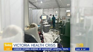 Victorian hospitals are being compared to Guantanamo Bay, with revelations patients are spilling out of wards and into makeshift tents. DETAILS: http://9Soci.al/jw5b50Knl6j #9News | WATCH LIVE 6pm | 9 News Melbourne