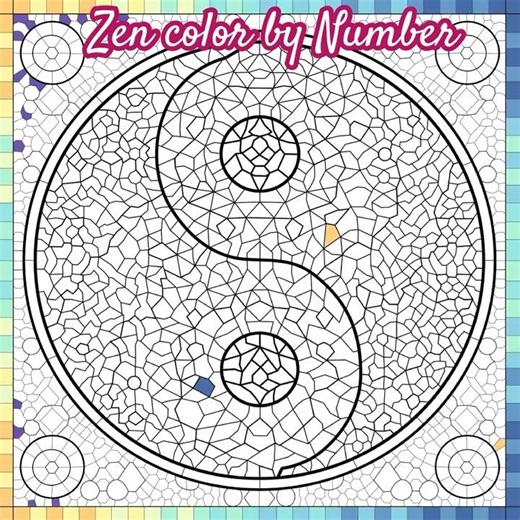 Mosaic Art Yin-Yang Zen Color by Number app Online Game #coloringbook #focus