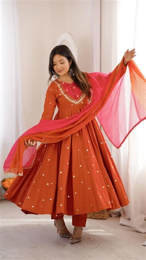 Real Mirror Designer Anarkali Gown With Duppata and Pent |Just 1499/-| To Order WhatsApp 9550317997