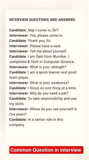 Interview Questions and Answers | Interview | Common interview questions and answers