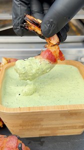 Bacon wrapped shrimp With cilantro lime sauce | Miguels cookingwithfire
