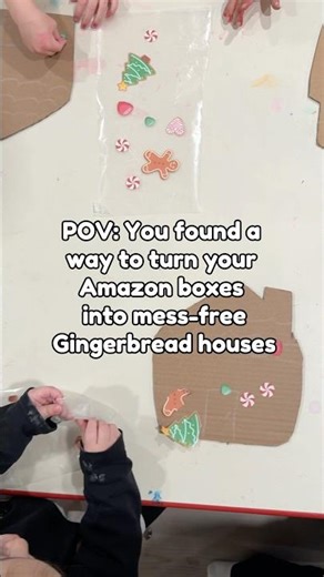 Mess-Free Gingerbread Houses for Kids using Amazon boxes