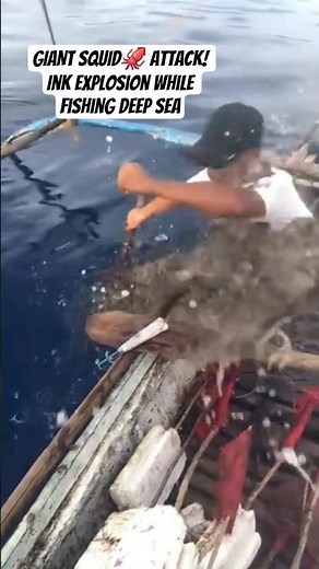 GIANT SQUID Attack! Ink Explosion While Fishing Deep Sea