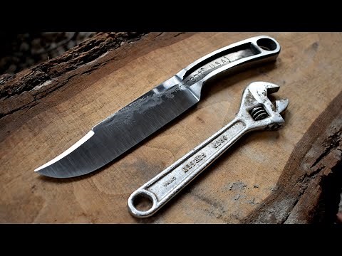 Forging a BOWIE KNIFE from a broken crescent wrench.