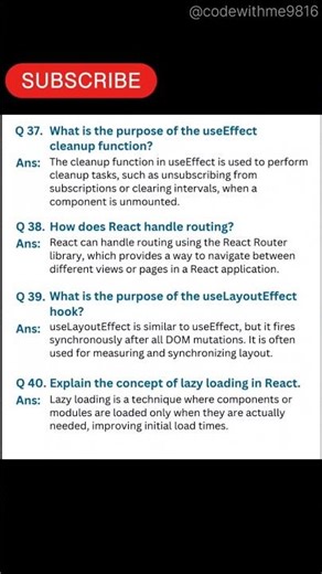 Top React js Interview Questions 2025 #react js #coding #javascript #project