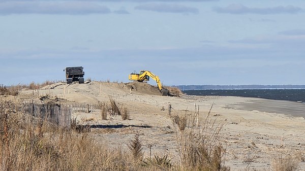 Dune realignment underway at Broadkill Beach