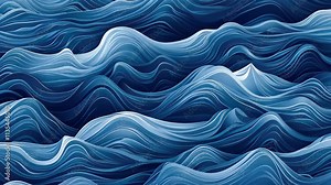 Seamless blue vector pattern of rhythmic waves for dynamic digital designs, Ai Generated.