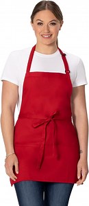Chef Works Cooking Apron, 3-Pocket Red Kitchen Apron for Women and Men, One Size