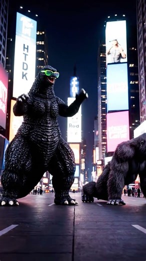 Godzilla and kong doing funny break dance challenge #shorts #viral