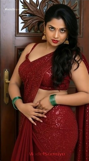 Stylish Stunning Look 😍 In Red ♥️ Saree #modelsoumyu #saree #dance #song #shorts #viralshorts