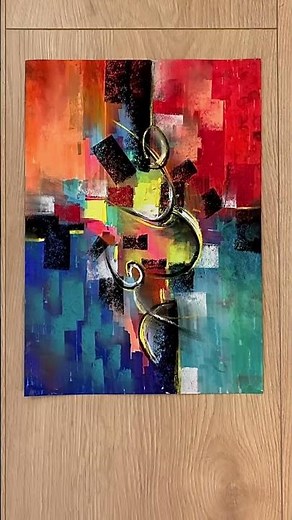 Contemporary colorful abstract painting in soft pastel + markers & deep ambient vibes