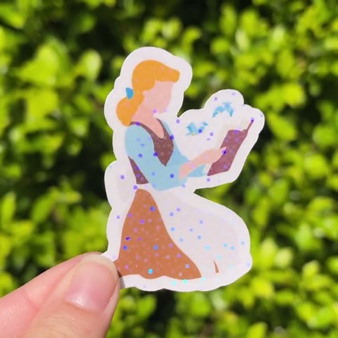 Cinderella Reading Holographic Vinyl Sticker - Disney Stickers - Etsy Australia