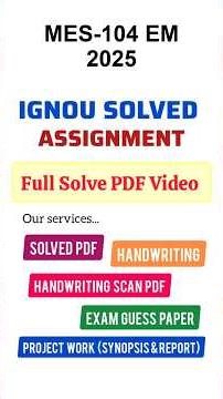 MES 104 Solved Assignment 2025-26 English, MES 104 Solved Assignment 25-26, MES-104 Assignment