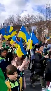 1.1M views · 159K reactions | Dublin locals marched and waved Ukrainian flags in solidarity in Blanchardstown on Saint Patrick's Day. https://abcn.ws/3KPA0SK | ABC News | Facebook