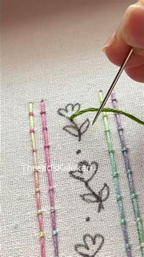Hand Embroidery designs-Embroidery Border design #shorts #embroidery #borderline #beginnersstitch