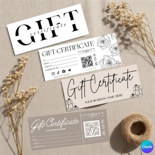 Editable Gift Certificate Template, Custom Printable Gift Voucher, Minimalist Boho DIY Gift Card, Canva Editable Gift Certificate - Etsy