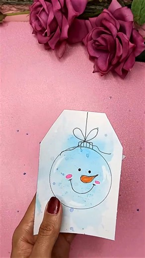 Simple Christmas Tag Tutorial ☃️#short #shorts#art#gift #diy#cristmasdecor #ideas #craft#cute#cards