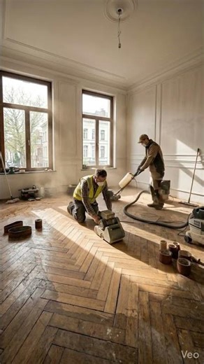 Herringbone Wood Floor Under Epoxy 🪵 Luxury Transformation
