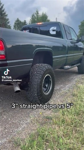 3 Inch Straight Pipe vs 5 Inch Straight Pipe 2nd Gen Cummins #automobile #truck #cummins