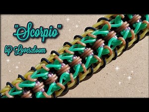 "Scorpio" Advanced Rainbow Loom Bracelet Tutorial (4 bars wide)