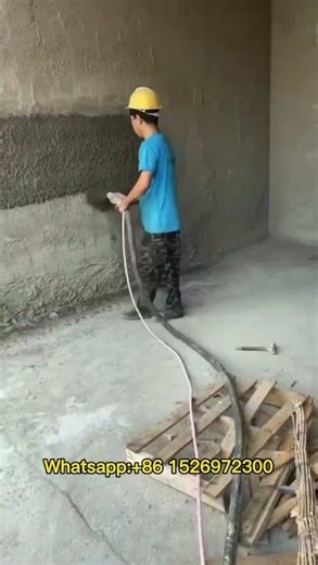 mobile portable concrete plasting machine spray cement mortar on wall #plaster