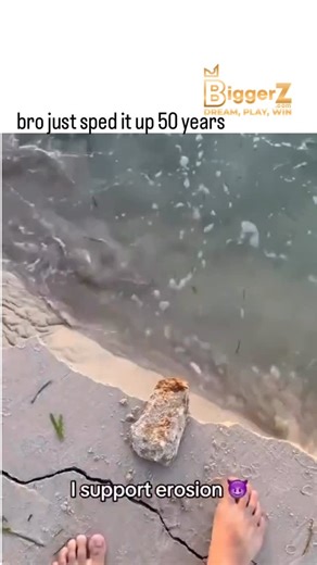 @justviralsttuf on Instagram: "#biggerz - The post’s time-lapse video depicts a concrete sea wall eroding into the ocean over seconds, captioned as “sped up 50 years” with ironic “I support erosion” overlays, amassing 21k likes and 11M views by highlighting nature’s dominance over human engineering. - Replies mix humor and education, sharing clips of beach house collapses in North Carolina (4 in five weeks due to storms) and erosion-control mats, underscoring global coastal vulnerabilities amid 