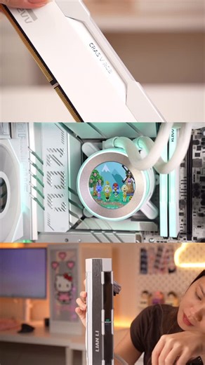 TechLin on Instagram: "A little sneak peek of our latest build 👀 Cozy lights, clean setup, and… Animal Crossing on all the LCD screens 🐶💻 #pcgaming #gaming #animalcrossing #nintendo #fyp #pcbuild #computer"