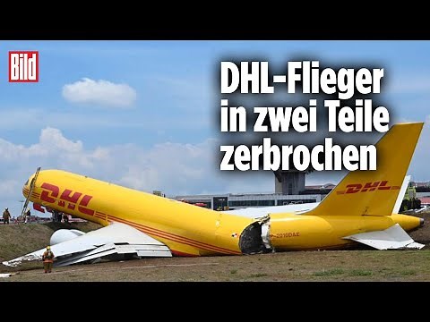 DHL Flugzeug weggerutscht: Flieger zerbricht nach Notlandung | Costa Rica