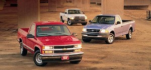 Chevy C1500, Dodge Ram 1500 LT, and Ford F-150 XL - Motor Trend Magazine
