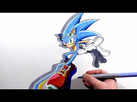 Drawing Sonic Boarding - Sonic Riders