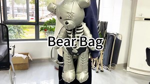 Punk Designer Cartoon Backpack Cute Goth Gothic Skeleton Teddy Bear Purse Backpack for Adults Women Lady