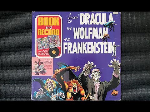 "A Story of Dracula, the Wolfman, and Frankenstein"—Full book and record read-along storybook