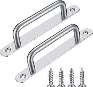 2 Pcs Barn Door Handles, Sliding Door Pull Handles, Stainless Steel Closet Cabinet Door Handles Pulls with Plates for Cupboard Cabinet Wardrobe Drawer Shed Pull Handles, 192mm/7.56 inch - Silver