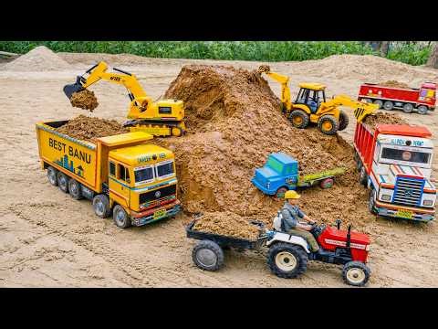Cartoon Toy Truck Sand Loading | JCB Excavator Working at Construction Site for Kids