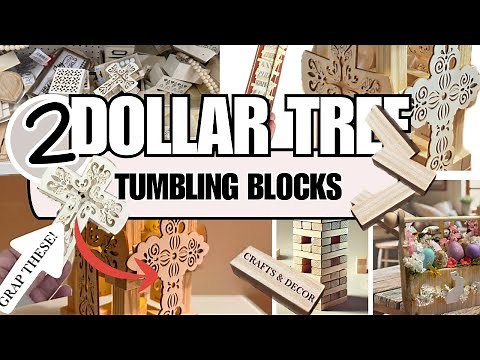 Dollar Tree DIYs Using Tumbling Tower Blocks | Easy Jenga Block Crafts