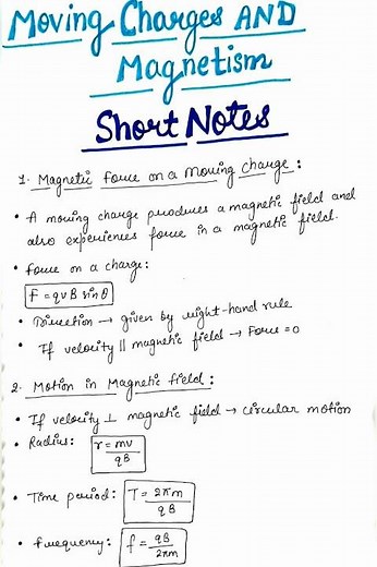Moving Charges and Magnetism | Short Notes | Class -12 | Physics | CBSE | Boards | 🔥