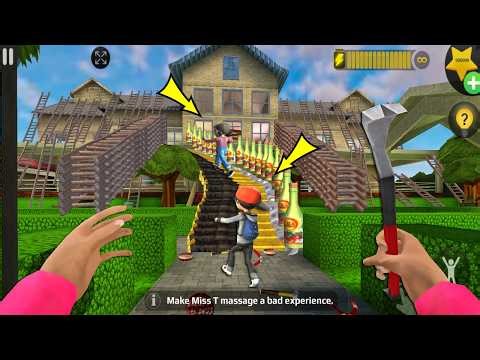 Scary Teacher 3D - troll Miss T so many ladder and traps(Mod menu) gameplay part 6143#scaryteacher3d