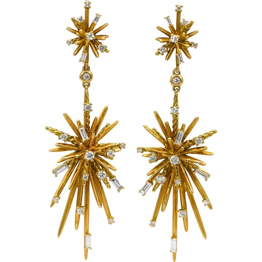 David Yurman 18k Yellow Gold Vs Diamond Supernova Climber Earrings 0.95ct - Etsy