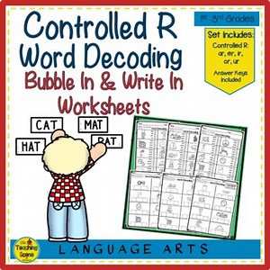 Controlled R Word Decoding Worksheets & Assessments: ar, er, ir, or, & ur