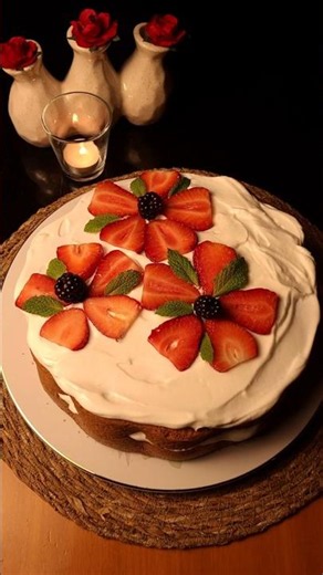 Fluffy strawberry cake with lemon-yogurt cream and fresh berries #fluffy #easyrecipes