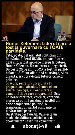 SECRETUL UDMR! Cum a reușit Hunor Kelemen să fie mereu la putere?