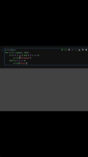 Print numbers from 1 to 100:Multiples of 3 → "Fizz"Multiples of 5 → "Buzz"Both → "FizzBuzz" #python