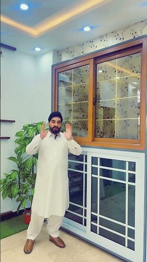 UPVC 2 panel Double glazed sliding window with Golden Oak Lemination.