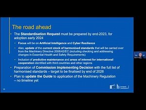 Webinar 'Standardization Request for Machinery Regulation, transition from Directive to Regulation’.